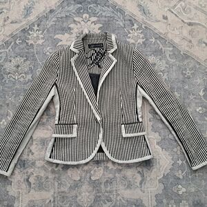Zara Black and White Striped Blazer Tailored Fit
